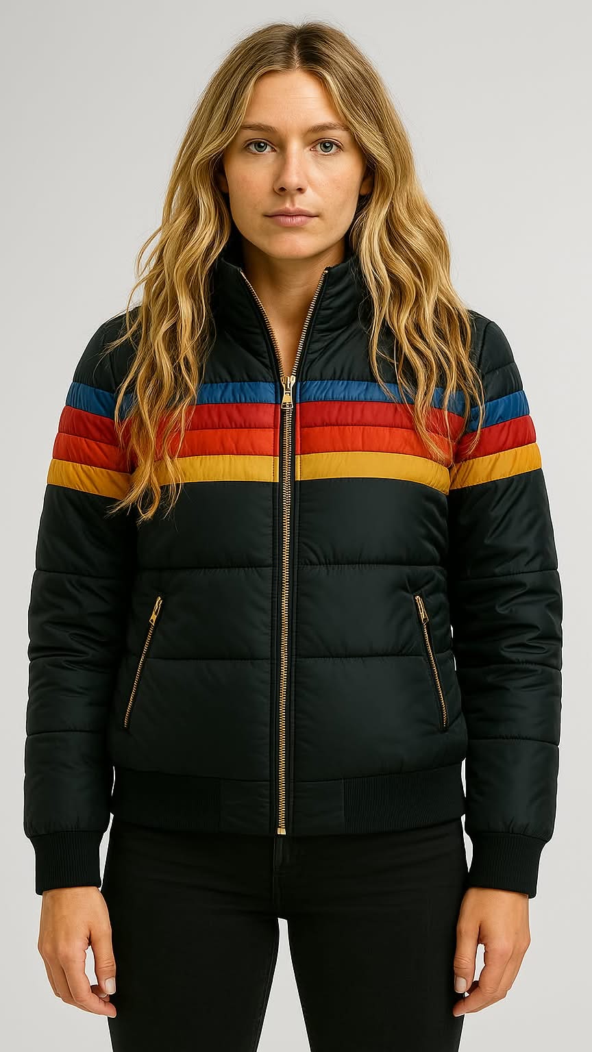 Women's Quilted Puffer Jacket Stylish Design Zipper Closure Warm Layering