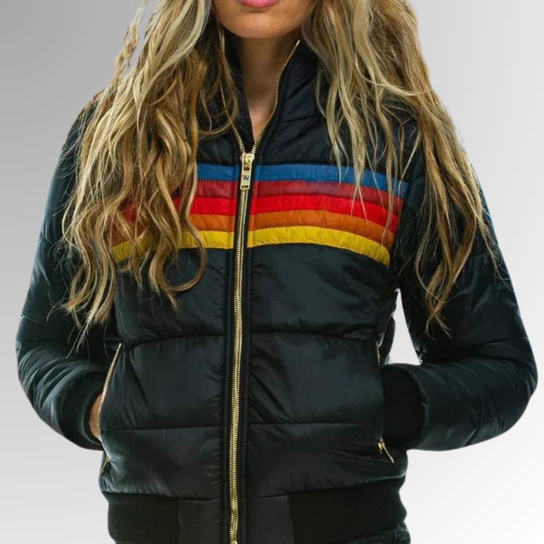 Women's Quilted Puffer Jacket Stylish Design Zipper Closure Warm Layering