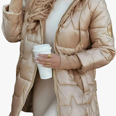 Women's Quilted Down Puffer Jacket Zip-Up Front Stylish Layering Casual