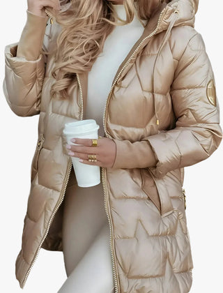 Women's Quilted Down Puffer Jacket Zip-Up Front Stylish Layering Casual