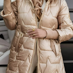 Women's Quilted Down Puffer Jacket Zip-Up Front Stylish Layering Casual