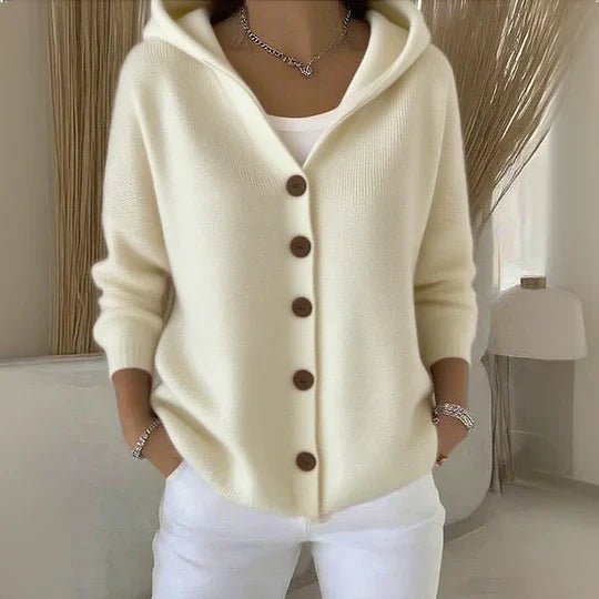 Women's Relaxed-Fit Hooded Cardigan Button-Front Knit Layering Casual
