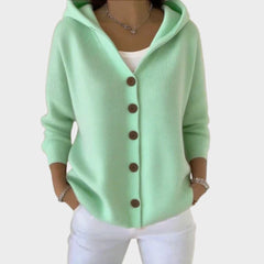 Women's Relaxed-Fit Hooded Cardigan Button-Front Knit Layering Casual