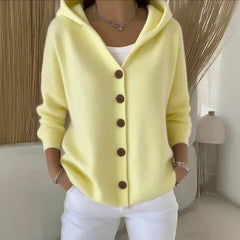 Women's Relaxed-Fit Hooded Cardigan Button-Front Knit Layering Casual