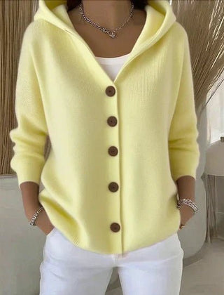 Women's Relaxed-Fit Hooded Cardigan Button-Front Knit Layering Casual