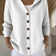 Women's Relaxed-Fit Hooded Cardigan Button-Front Knit Layering Casual