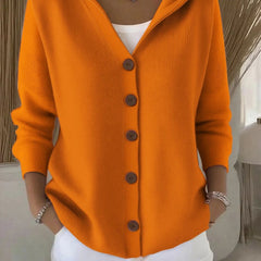 Women's Relaxed-Fit Hooded Cardigan Button-Front Knit Layering Casual