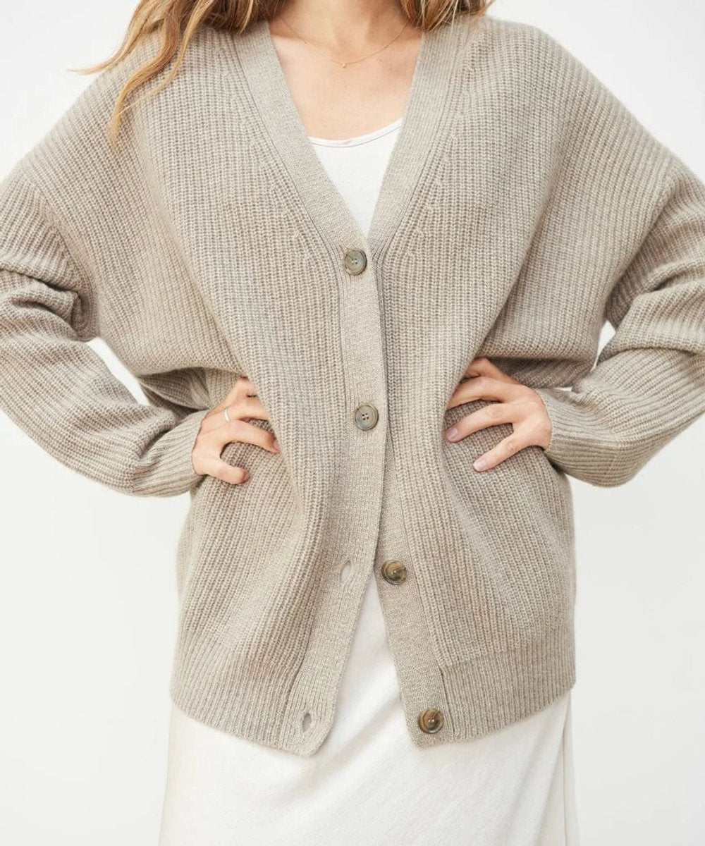 Women's Relaxed-Fit V-Neck Cardigan Button-Front Casual Layering