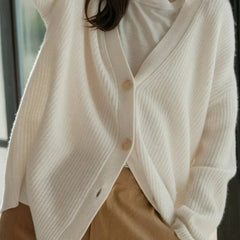 Women's Relaxed-Fit V-Neck Cardigan Button-Front Casual Layering