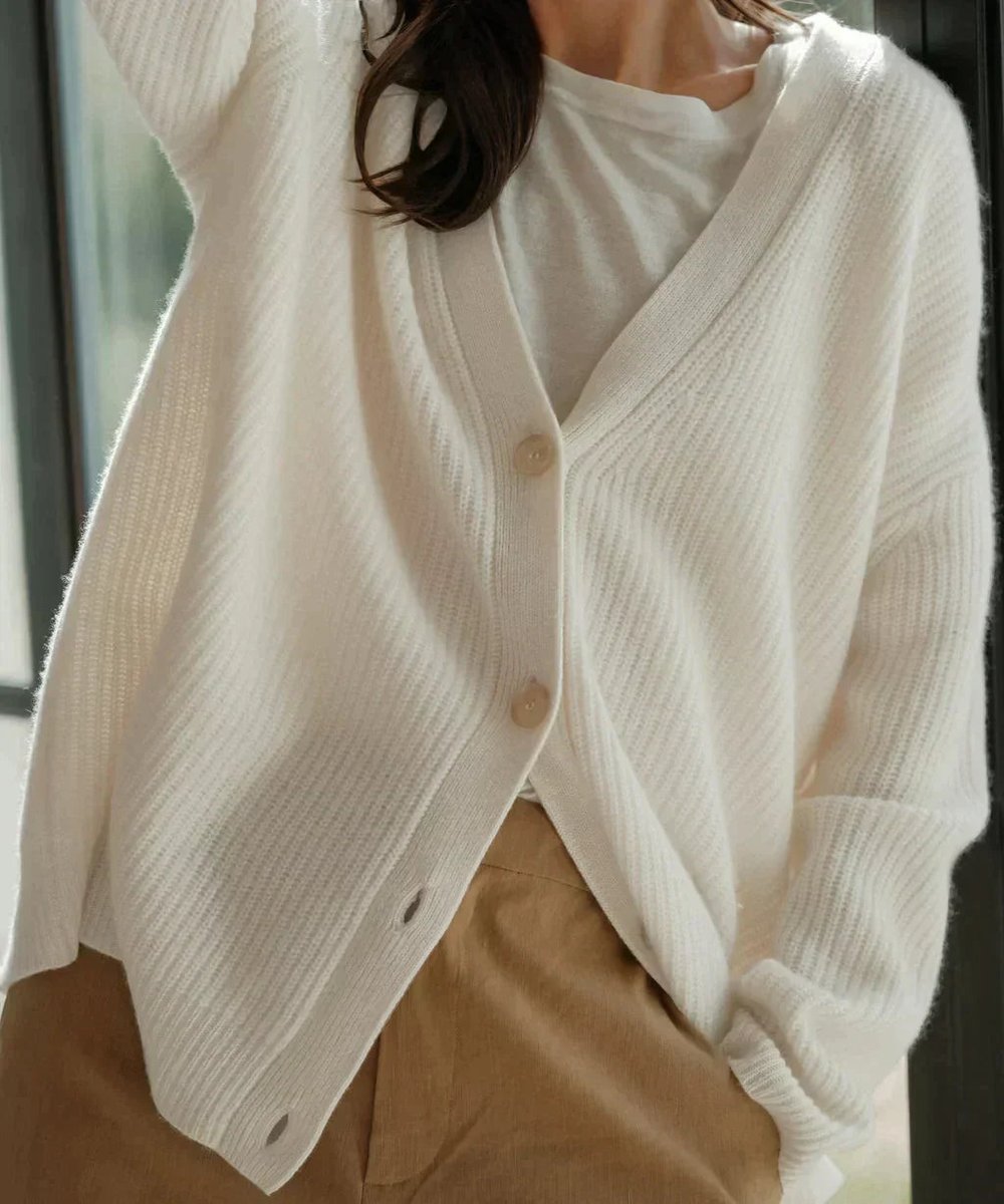 Women's Relaxed-Fit V-Neck Cardigan Button-Front Casual Layering