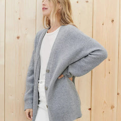 Women's Relaxed-Fit V-Neck Cardigan Button-Front Casual Layering