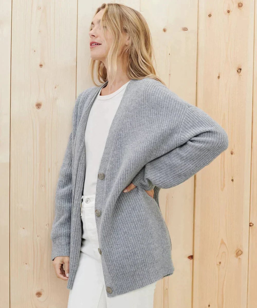 Women's Relaxed-Fit V-Neck Cardigan Button-Front Casual Layering