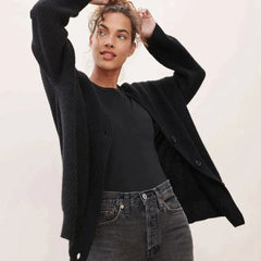 Women's Relaxed-Fit V-Neck Cardigan Button-Front Casual Layering