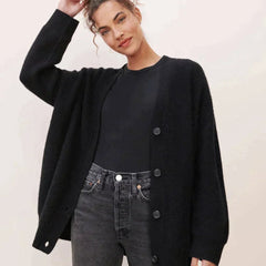 Women's Relaxed-Fit V-Neck Cardigan Button-Front Casual Layering