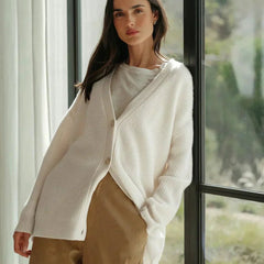 Women's Relaxed-Fit V-Neck Cardigan Button-Front Casual Layering