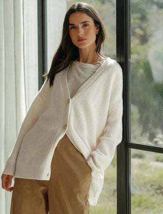 Women's Relaxed-Fit V-Neck Cardigan Button-Front Casual Layering