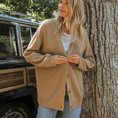 Women's Relaxed-Fit V-Neck Cardigan Button-Front Casual Layering