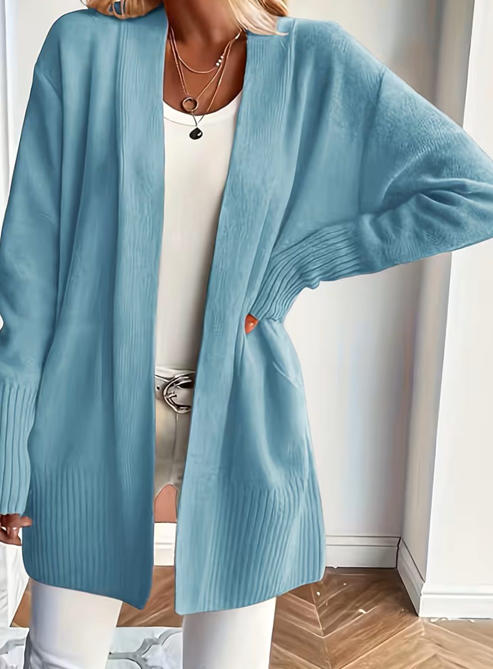Women's Relaxed Open-Front Cardigan Sweater Long Sleeve Casual Layering