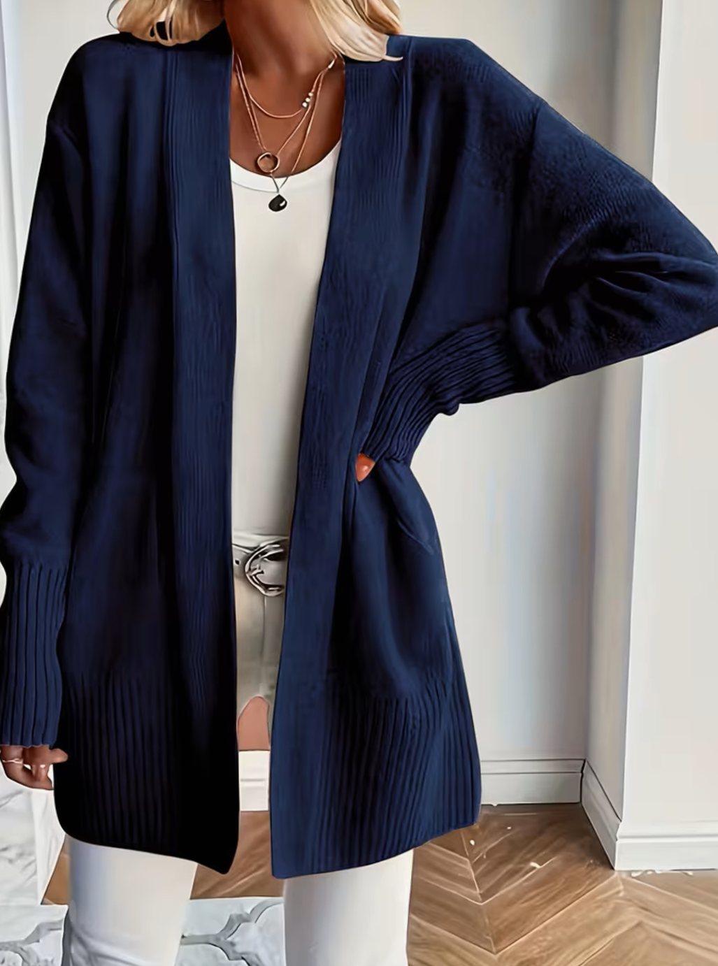 Women's Relaxed Open-Front Cardigan Sweater Long Sleeve Casual Layering