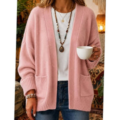 Women's Relaxed Open-Front Cardigan Sweater with Pockets Casual Layering Everyday