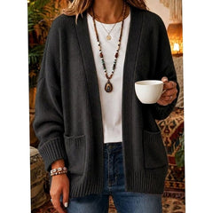 Women's Relaxed Open-Front Cardigan Sweater with Pockets Casual Layering Everyday
