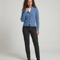 Women's Ribbed Knit Cardigan Button-Front Lapel Collar Layering Casual
