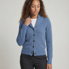 Women's Ribbed Knit Cardigan Button-Front Lapel Collar Layering Casual