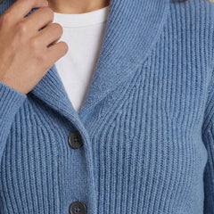 Women's Ribbed Knit Cardigan Button-Front Lapel Collar Layering Casual