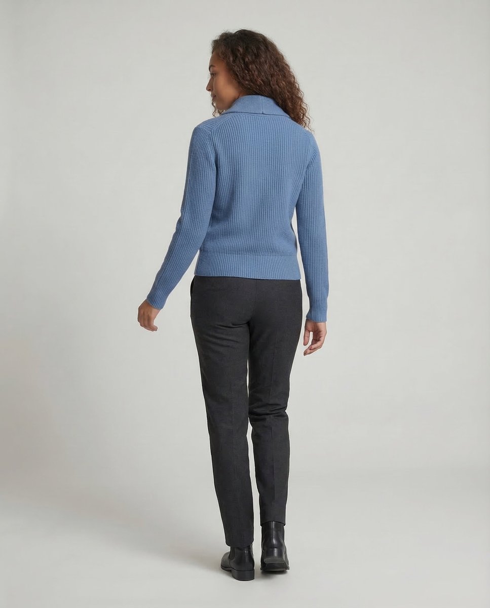 Women's Ribbed Knit Cardigan Button-Front Lapel Collar Layering Casual