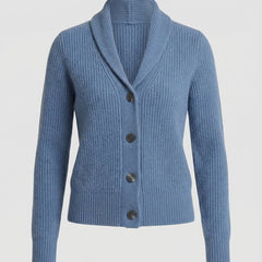 Women's Ribbed Knit Cardigan Button-Front Lapel Collar Layering Casual
