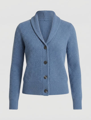 Women's Ribbed Knit Cardigan Button-Front Lapel Collar Layering Casual