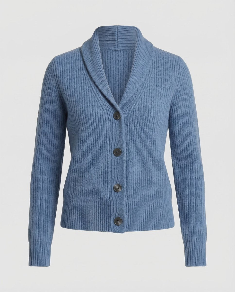 Women's Ribbed Knit Cardigan Button-Front Lapel Collar Layering Casual