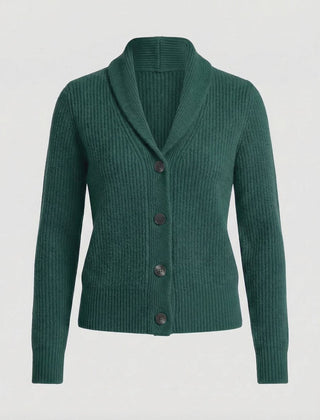 Women's Ribbed Knit Cardigan Button-Front Lapel Collar Layering Casual