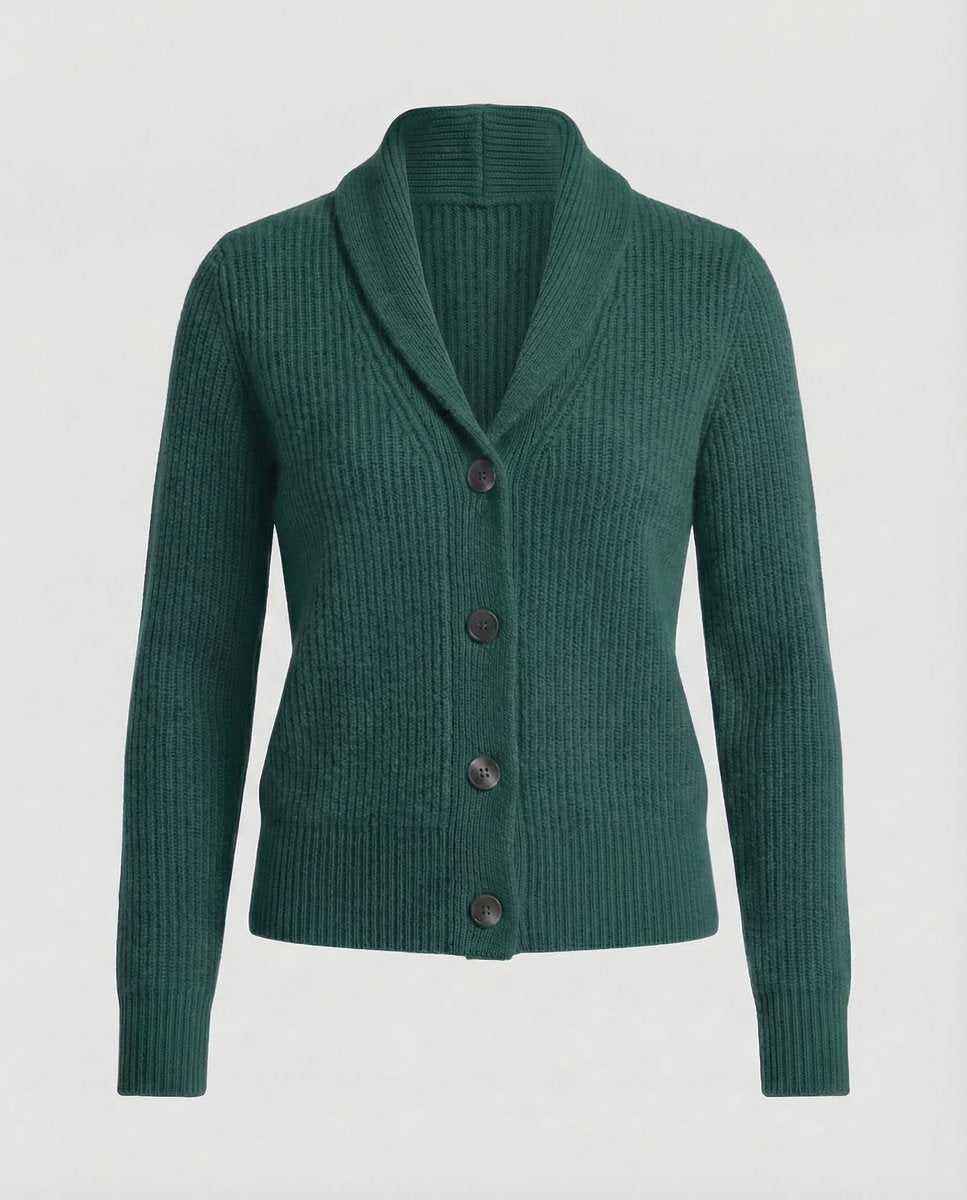 Women's Ribbed Knit Cardigan Button-Front Lapel Collar Layering Casual
