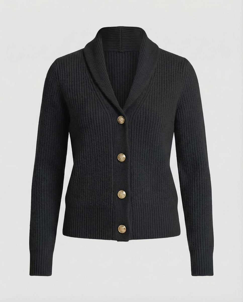 Women's Ribbed Knit Cardigan Button-Front Lapel Collar Layering Casual