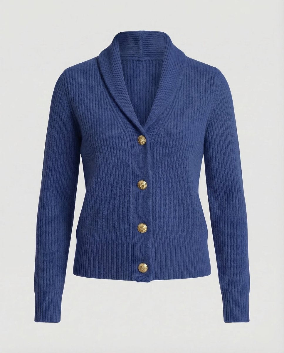 Women's Ribbed Knit Cardigan Button-Front Lapel Collar Layering Casual