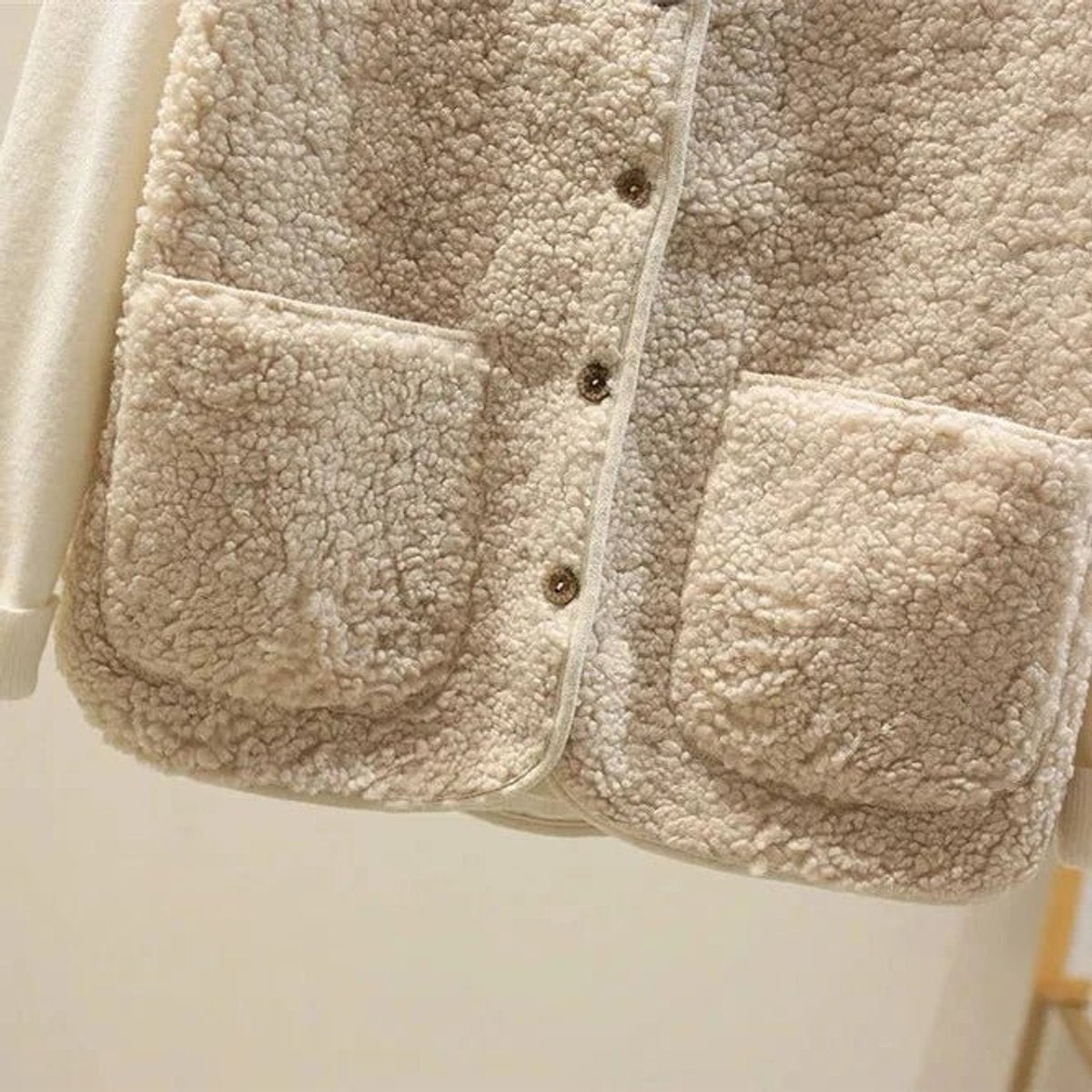 Women's Puffer Vest Button-Front Sherpa Fleece Layered Casual Outerwear