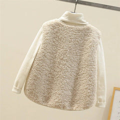 Women's Puffer Vest Button-Front Sherpa Fleece Layered Casual Outerwear