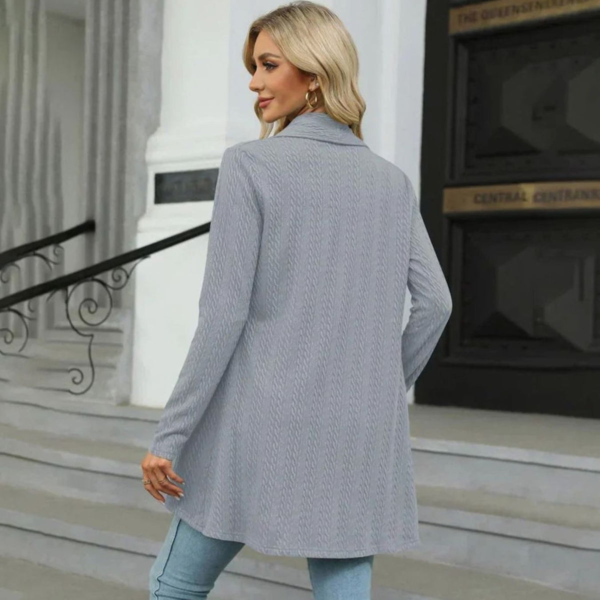 Women's Textured Open-Front Cardigan Long-Sleeve Casual Layering Stylish