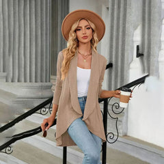Women's Textured Open-Front Cardigan Long-Sleeve Casual Layering Stylish
