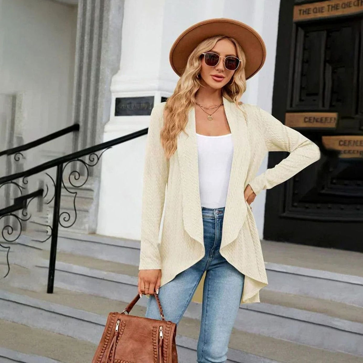 Women's Textured Open-Front Cardigan Long-Sleeve Casual Layering Stylish
