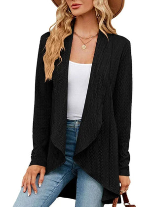 Women's Textured Open-Front Cardigan Long-Sleeve Casual Layering Stylish