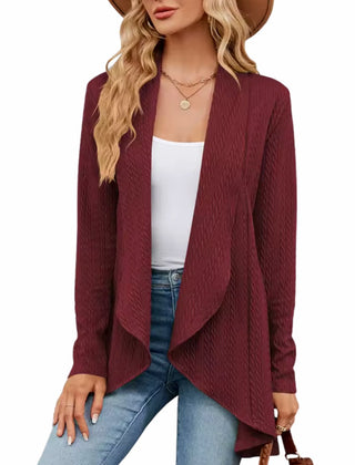 Women's Textured Open-Front Cardigan Long-Sleeve Casual Layering Stylish