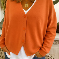 Women's Relaxed-Fit Knit Cardigan V-Neck Button-Front Casual Layering