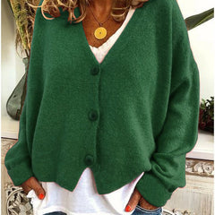 Women's Relaxed-Fit Knit Cardigan V-Neck Button-Front Casual Layering