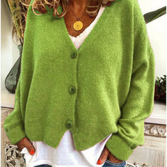 Women's Relaxed-Fit Knit Cardigan V-Neck Button-Front Casual Layering