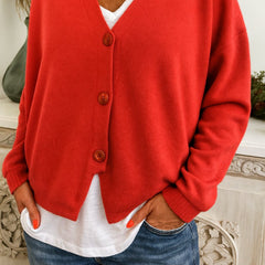 Women's Relaxed-Fit Knit Cardigan V-Neck Button-Front Casual Layering