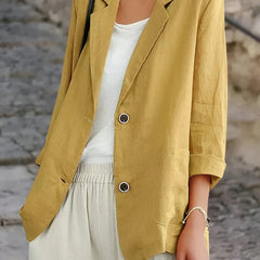 Women's Casual Open Front Blazer Two-Button Jacket Lightweight Stylish Everyday