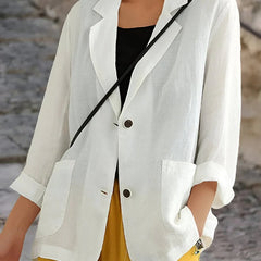 Women's Casual Open Front Blazer Two-Button Jacket Lightweight Stylish Everyday