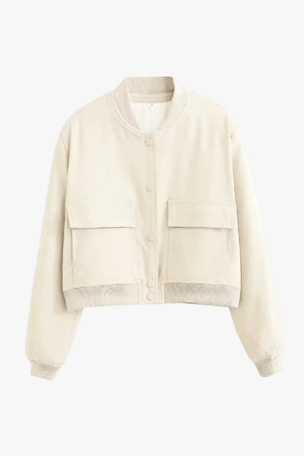 Women's Cropped Bomber Jacket Relaxed Fit Zip Closure Casual Everyday Wear